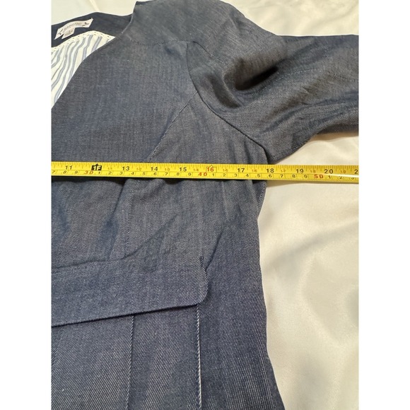 Nanette Lepore Blazer Womens S Blue Denim-Like Y2K  Hook-Eye Closure Hippie - Picture 6 of 11